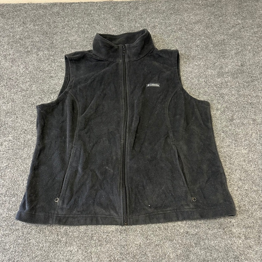Columbia Fleece Vest Womens Size XL Black Full Zip Outdoor Casual Layering 43614